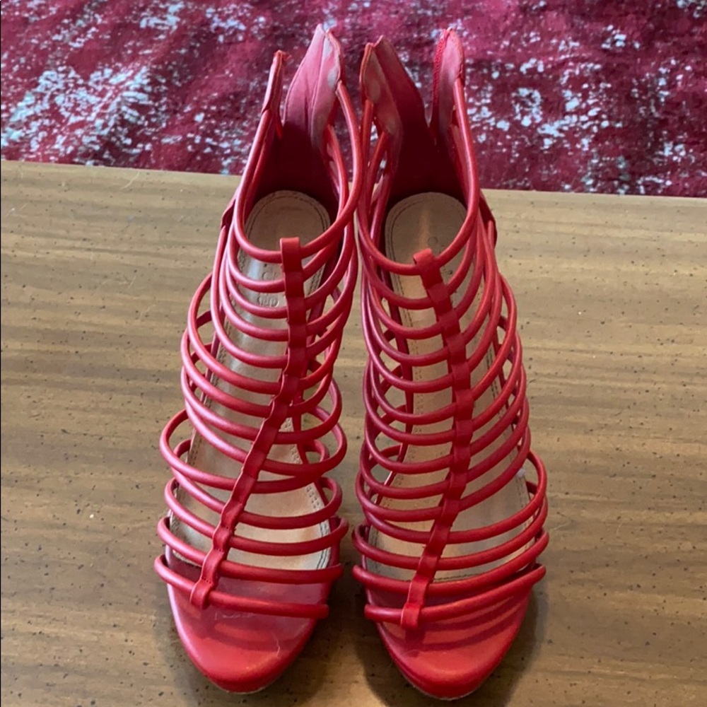 Red Caged Heels